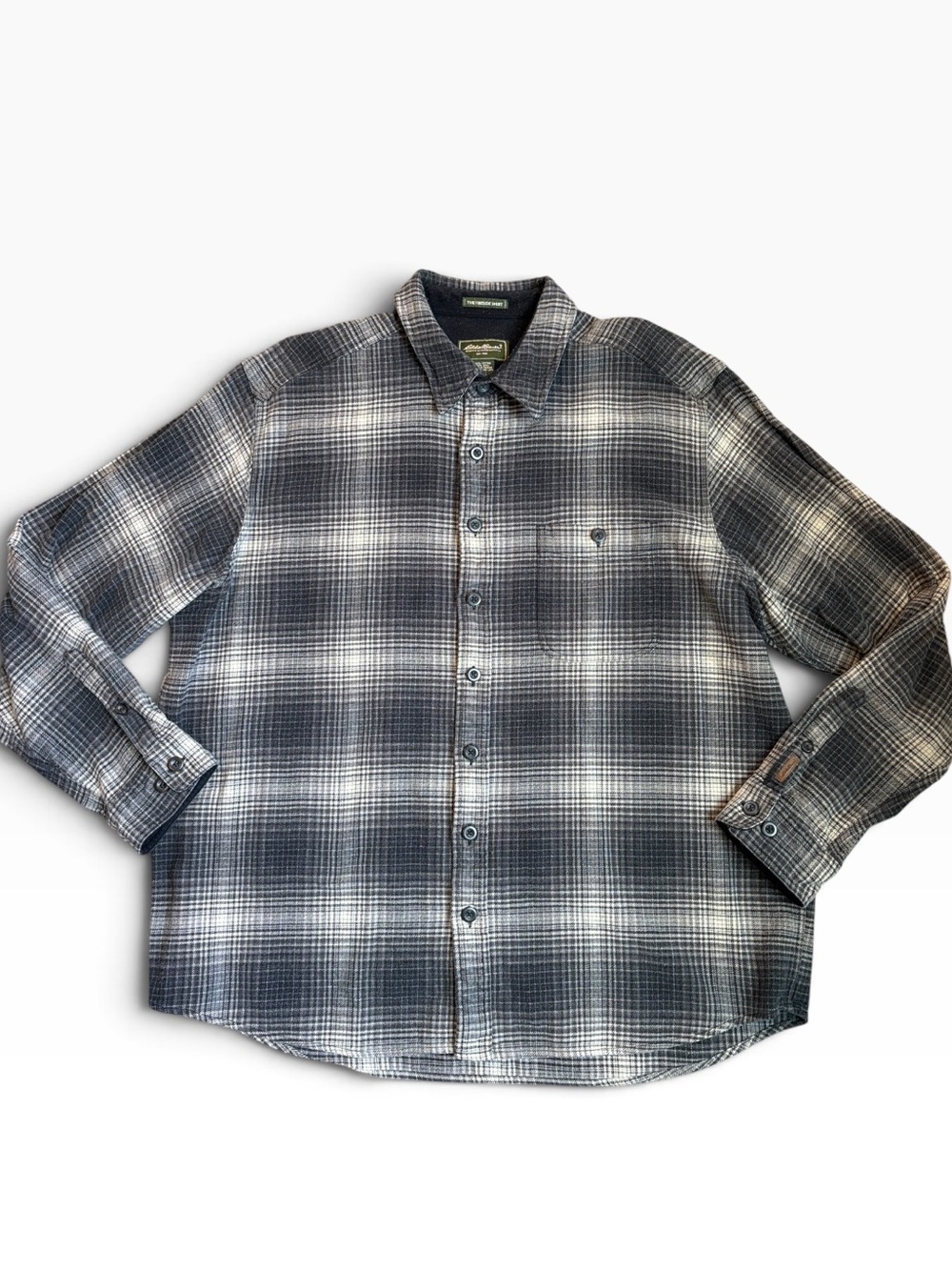 Eddie Bauer The Fireside Shirt Plaid Button-Down Shirt Men’s XLT TALL Gray
